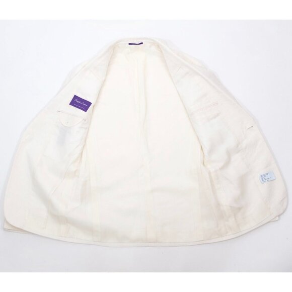 Ralph Lauren Purple Label Dinner Jacket Blazer 38R Kent Shawl Collar Linen cream - Picture 15 of 15